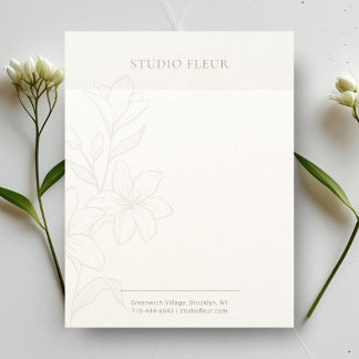 Membrete Taupe y blanco | Moda Letterhead Floral Mínima
