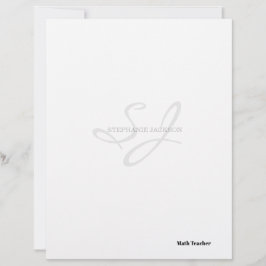 Membrete Teacher name elegant quote modern white frame
