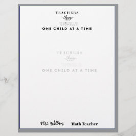 Membrete Teacher name elegant quote modern white frame