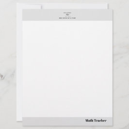 Membrete Teacher name elegant quote modern white frame