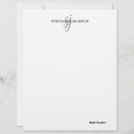 Membrete Teacher name elegant quote modern white frame