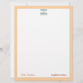 Membrete Teacher name elegant quote modern white frame