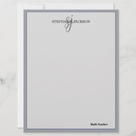 Membrete Teacher name elegant quote modern white frame