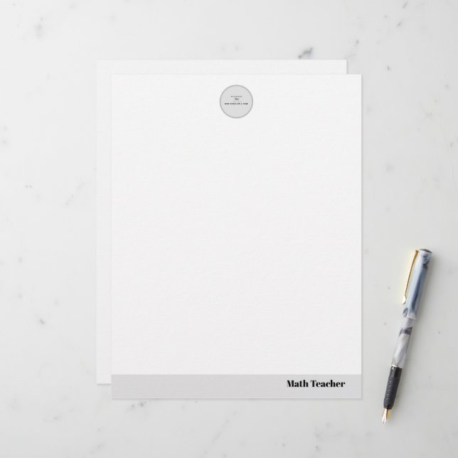 Membrete Teacher name elegant quote modern white frame (Anverso/Reverso In Situ)