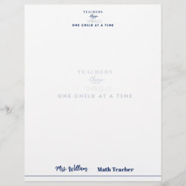 Membrete Teacher name elegant quote modern white frame