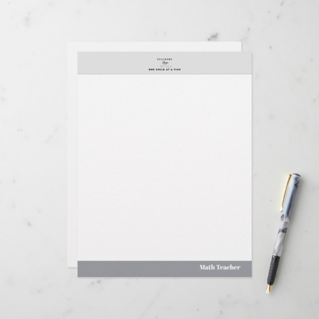 Membrete Teacher name elegant quote modern white frame (Anverso/Reverso In Situ)