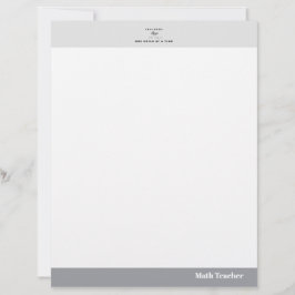 Membrete Teacher name elegant quote modern white frame