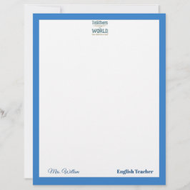 Membrete Teacher name elegant quote modern white frame