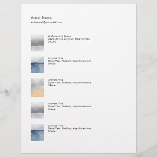 Membrete Tear Sheet Price List Template for Art