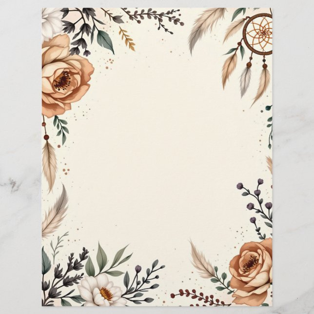 Membrete Tema Boho con Dreamcatcher (Anverso)