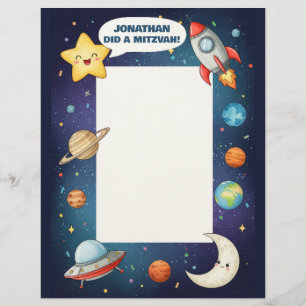 Membrete Tema del espacio ultraterrestre Nombre personaliza