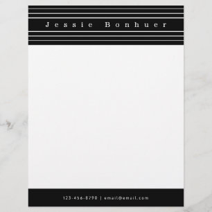 Membrete Texto Personalizado y franjas modernas Blanco y