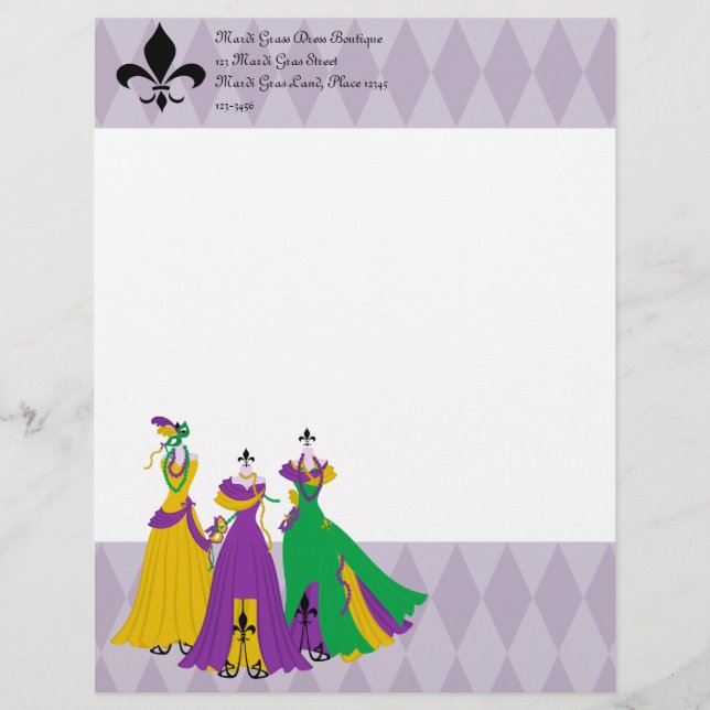 Membrete Tienda de Vestidos Mardi Gras (Anverso)