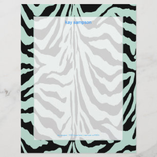 Membrete Tinta cebra, colores retro azul bebé + negro