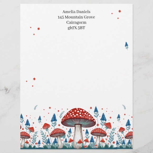 Membrete Toadstool caprichoso personalizado (Anverso)