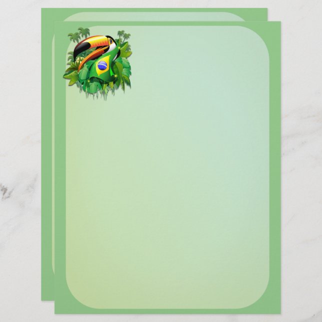 Membrete Toco Toucan con bandera de Brasil (Anverso / Reverso)