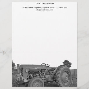 Membrete Tractor antiguo en blanco y negro