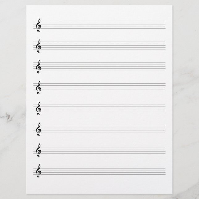 Membrete Treble Clef Music Manuscript Paper Staffs Blank (Anverso)