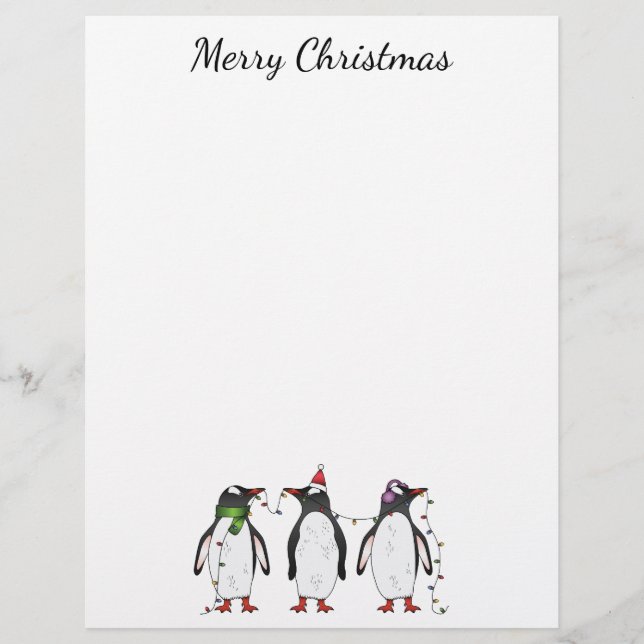 Membrete Tres Navidades festivos pingüinos con texto Person (Anverso)