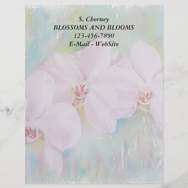 MEMBRETE   TRES ORQUÍAS BLANCAS PERSONALIZABLE LETTERHEAD (Anverso)