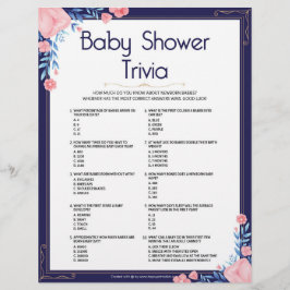 Membrete Trivia de Baby Shower [marco floral]
