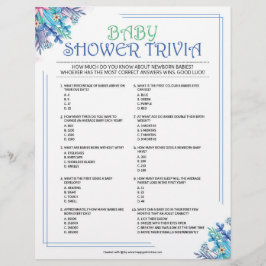 Membrete Trivia para bebés [Floral azul]