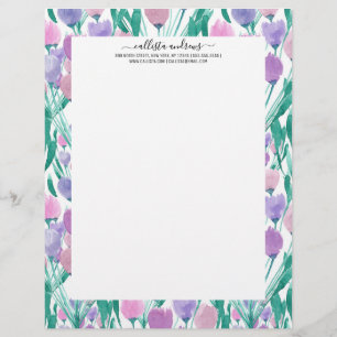 Membrete Tulipina floral de tulipano rosa primavera
