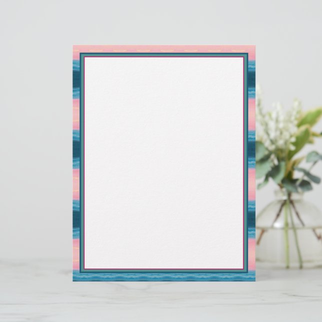 Membrete Turquesa Rosa Y Azul Verde azulado (Anverso de pie)