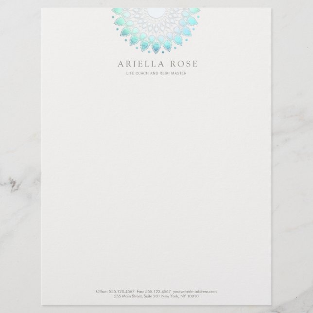 Membrete Turquoise Lotus Mandala (Anverso)