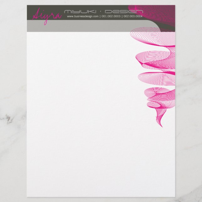 Membrete Twister Fuchsia Pink Modern Designer Letterhead (Anverso)