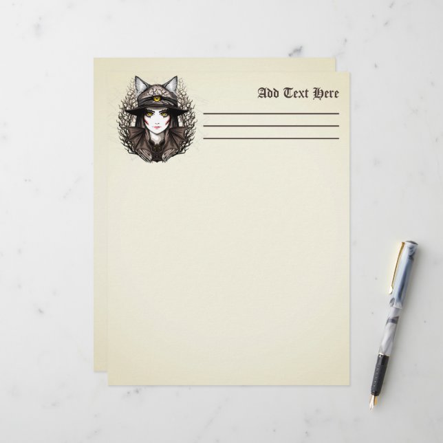 Membrete Un retrato cursi de bruja de Gato de Brujas Hallow (Anverso/Reverso In Situ)