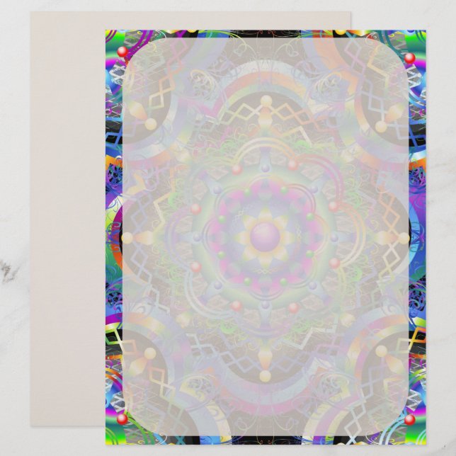Membrete Universo Mandala Colores Psicodélicos (Anverso / Reverso)