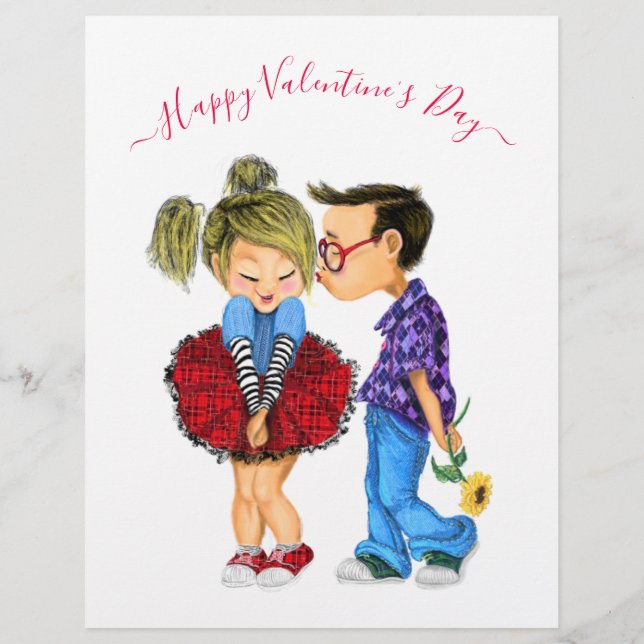 Membrete Valentine's Day Letterhead with Romantic Couple (Reverso)