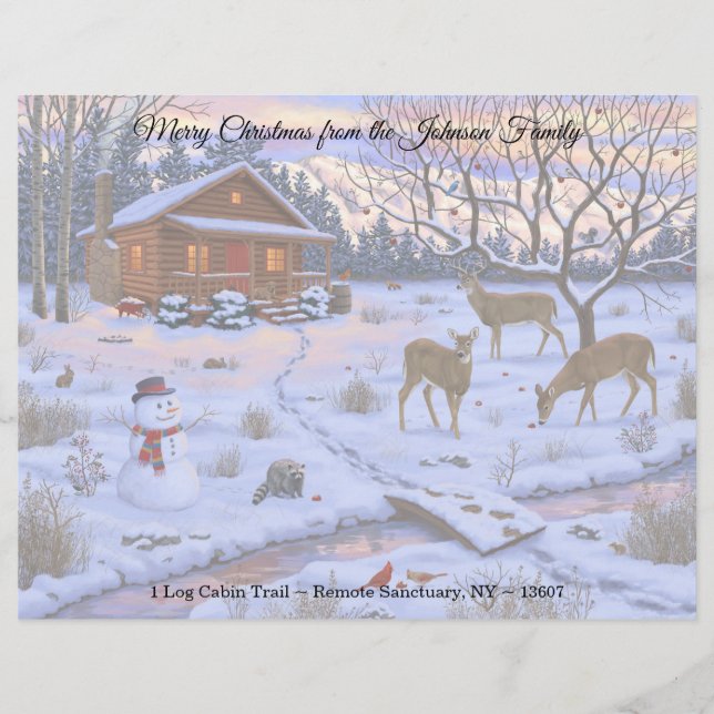 Membrete Venado De Cabina De Invierno En Escena De Navidade (Anverso)