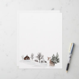 Membrete Vendedor paisajístico de nieve de invierno