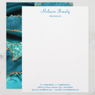 Membrete Verde azulado Blue Aqua Tirquoise Your Text Info L