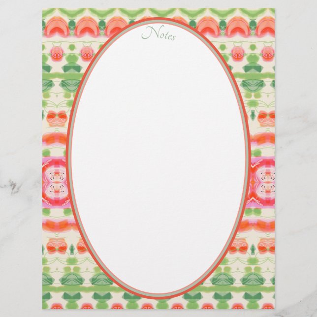 Membrete Verde de coral rosa y beige (Anverso)