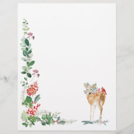 Membrete Verdor Foliage Red Berry Fawn Letterhead
