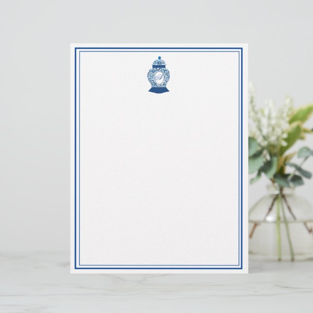 Membrete Versailles Chinoiserie Ginger Jar Monograma A (Anverso de pie)