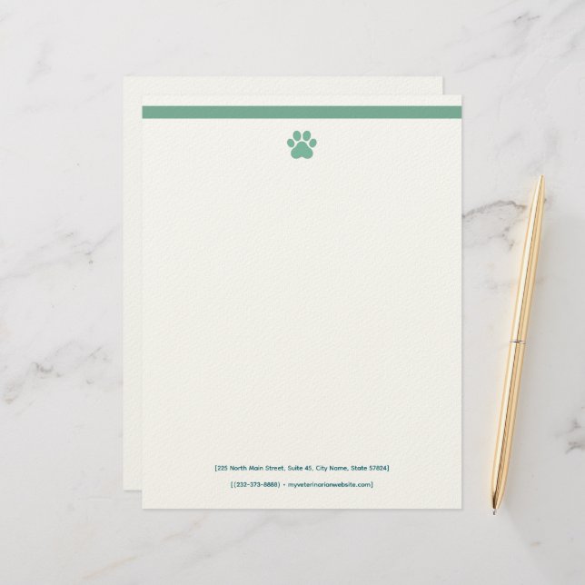 Membrete Veterinarian Letterhead Template | Formal (Anverso/Reverso In Situ)