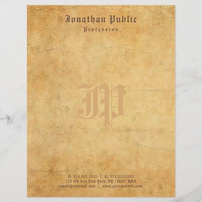 Membrete Vieja Vintage Monogramed Eleged Template (Anverso)