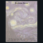 Membrete Vincent van Gogh - Noche Starry<br><div class="desc">Noche estrellada (1889) de Vincent van Gogh es una pintura vintage de la naturaleza del paisaje artístico de arte fino. Vista de una ciudad en un valle por la noche con nubes girando, las estrellas brillando y una hermosa luna dorada de media luna amarilla. Se pintó durante el día desde...</div>
