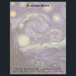 Membrete Vincent van Gogh - Noche Starry<br><div class="desc">Noche estrellada (1889) de Vincent van Gogh es una pintura vintage de la naturaleza del paisaje artístico de arte fino. Vista de una ciudad en un valle por la noche con nubes girando, las estrellas brillando y una hermosa luna dorada de media luna amarilla. Se pintó durante el día desde...</div>