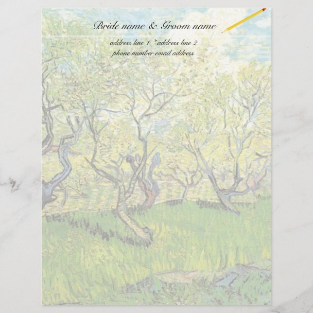 Membrete Vincent van Gogh, Orchard en Blossom (Anverso)