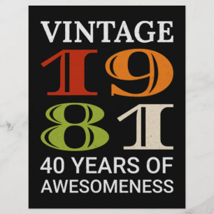 Membrete Vintage 1981 40 cumpleaños Idea cumpleaños