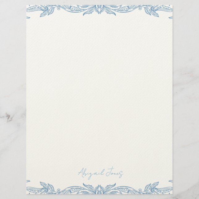 Membrete Vintage Blue Personalized Script Name (Anverso)