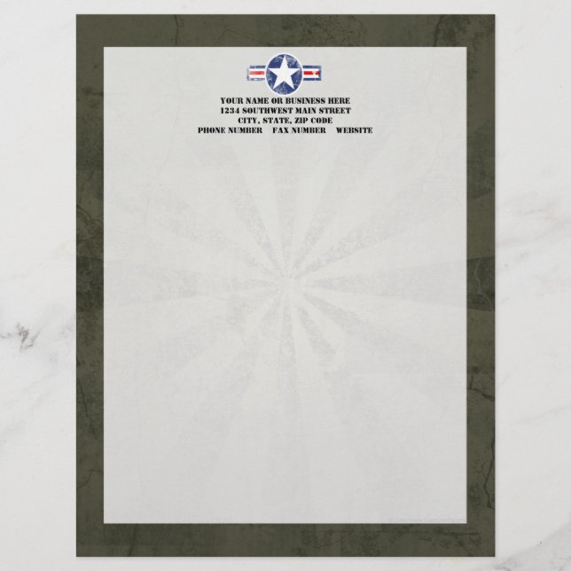 Membrete Vintage del cuerpo de aire del ejército (Anverso)