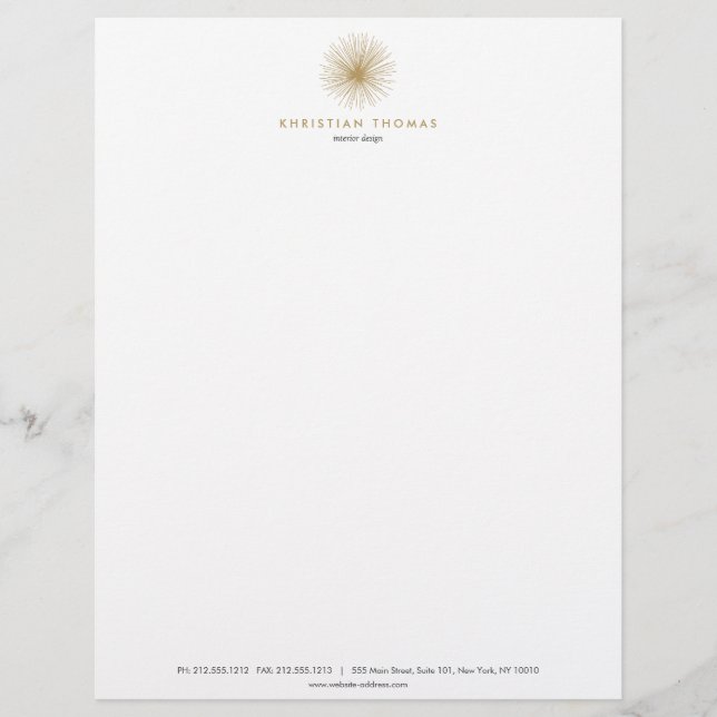 Membrete VINTAGE MODERNISTA INTERIOR DISEÑADOR Letterhead (Anverso)