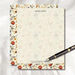 Membrete Vintage Navy Terracotta Wildflower Stationery 
