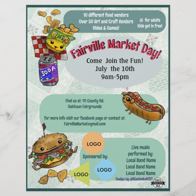 Membrete Volante de Evento de Día de Mercado (Sin IA) (Anverso)